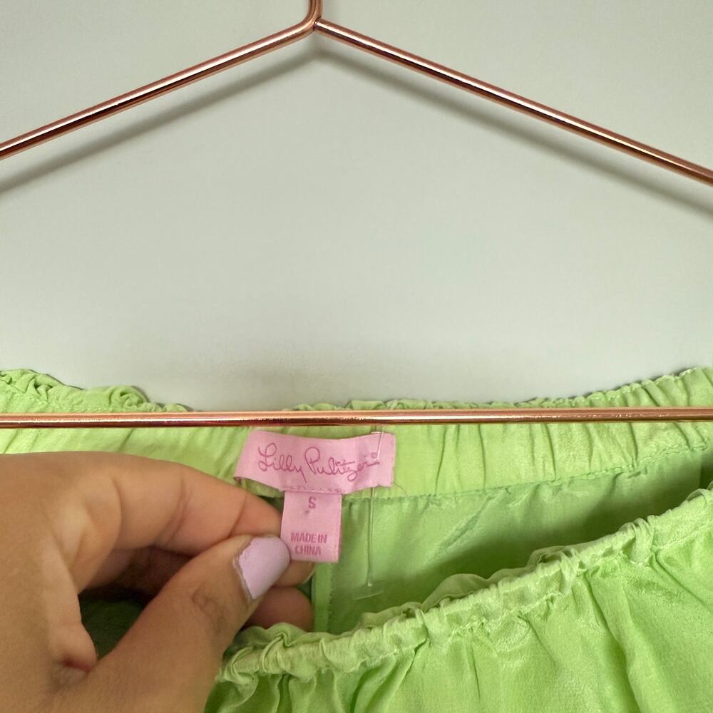 Lilly Pulitzer Women Silk Ginny Top Small Lime Green Coastal Y2K Summer Vacation - Picture 4 of 6